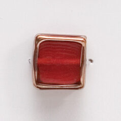 Bead, Preciosa Czech Handmade Lampwork Beads, 13mm Square w/Gold Edge - Red