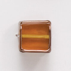 Bead, Preciosa Czech Handmade Lampwork Beads, 13mm Square w/Gold Edge - Topaz