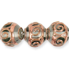 Bead, Preciosa Czech Handmade Lampwork Beads, 12mm Round Goldwire Spiral Band - Crystal