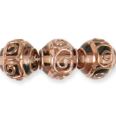 Bead, Preciosa Czech Handmade Lampwork Beads, 12mm Round Goldwire Spiral Band - Rosaline