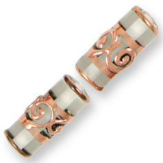 Bead, Preciosa Czech Handmade Lampwork Beads, 20x8mm Tube Goldwire Sprial Band - Crystal