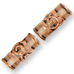 Bead, Preciosa Czech Handmade Lampwork Beads, 20x8mm Tube Goldwire Sprial Band - Rosaline