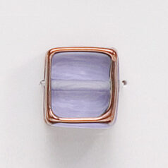 Bead, Preciosa Czech Handmade Lampwork Beads, 13mm Square w/Gold Edge - Lt. Sapphire