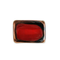 Bead, Preciosa Czech Handmade Lampwork Beads, 11x9x9mm Rect. w/Gold Edge - Siam Red