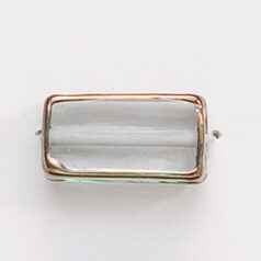 Bead, Preciosa Czech Handmade Lampwork Beads, 18x10x6mm Rect. w/Gold Edge - Crystal