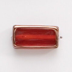 Bead, Preciosa Czech Handmade Lampwork Beads, 18x10x6mm Rect. w/Gold Edge - Red