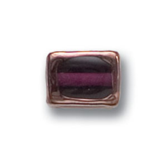 Bead, Preciosa Czech Handmade Lampwork Beads, 11x9x9mm Rect. w/Gold Edge - Dark Amethyst