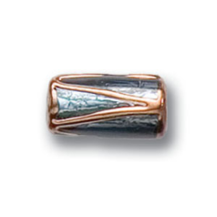 Bead, Preciosa Czech Handmade Lampwork Beads, 16x8mm Tube Silverlined Gold Edge - Montana
