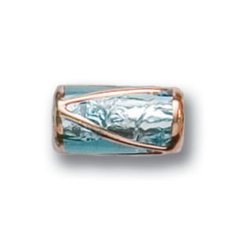 Bead, Preciosa Czech Handmade Lampwork Beads, 16x8mm Tube Silverlined Gold Edge - Lt Aqua