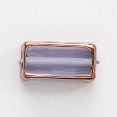 Bead, Preciosa Czech Handmade Lampwork Beads, 18x10x6mm Rect. w/Gold Edge - Lt. Sapphire