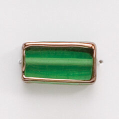 Bead, Preciosa Czech Handmade Lampwork Beads, 18x10x6mm Rect. w/Gold Edge - Light Green