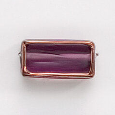 Bead, Preciosa Czech Handmade Lampwork Beads, 18x10x6mm Rect. w/Gold Edge - Amethyst