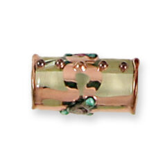 Bead, Preciosa Czech Handmade Lampwork Beads, 16x8mm Tube Goldwire Ribbon Flower - Crystal