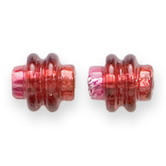Bead, Preciosa Czech Handmade Lampwork Beads, 11x10mm Ringed Tube Silverlined - Red