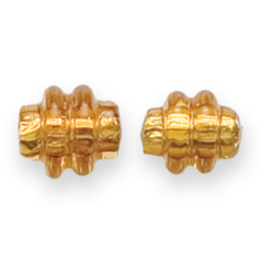 Bead, Preciosa Czech Handmade Lampwork Beads, 11x10mm Ringed Tube Silverlined - Topaz