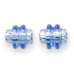 Bead, Preciosa Czech Handmade Lampwork Beads, 11x10mm Ringed Tube Silverlined - Sapphire