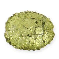 Bead, Preciosa Czech Handmade Lampwork Beads, 20x15mm Flat Oval Silverfoil Sugarcoat - Olivine