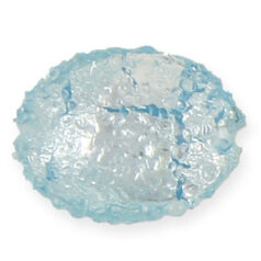 Bead, Preciosa Czech Handmade Lampwork Beads, 20x15mm Flat Oval Silverfoil Sugarcoat - Lt. Aqua