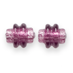 Bead, Preciosa Czech Handmade Lampwork Beads, 11x10mm Ringed Tube Silverlined - Amethyst