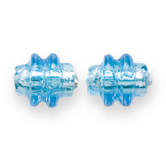 Bead, Preciosa Czech Handmade Lampwork Beads, 11x10mm Ringed Tube Silverlined - Blue Aqua