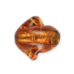 Bead, Preciosa Czech Handmade Lampwork Beads, 21x19mm Oval Twist Silverlined - Amber