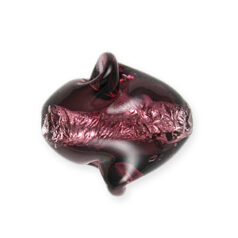 Bead, Preciosa Czech Handmade Lampwork Beads, 21x19mm Oval Twist Silverlined - Amethyst