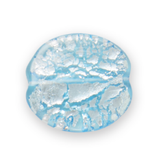 Bead, Preciosa Czech Handmade Lampwork Beads, 36mm Disc Silverfoil - Lt. Aqua