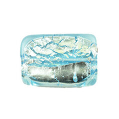 Bead, Preciosa Czech Handmade Lampwork Beads, 34x24mm Rectangle Silverfoil - Lt. Aqua