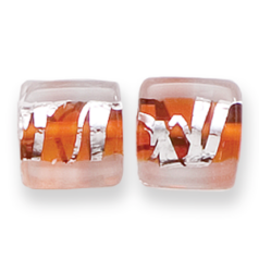 Bead, Preciosa Czech Handmade Lampwork Beads, 12mm Flat Square Silverswirl - Hyacinth