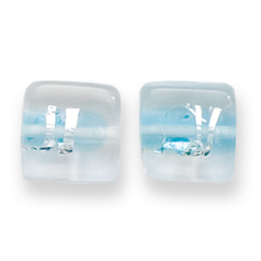 Bead, Preciosa Czech Handmade Lampwork Beads, 12mm Flat Square Silverswirl - Light Aqua