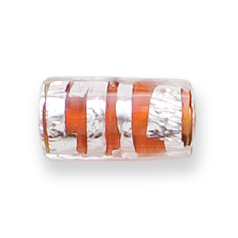 Bead, Preciosa Czech Handmade Lampwork Beads, 16x8mm Tube Silverswirl - Hyacinth