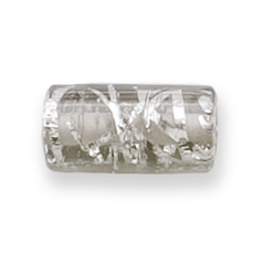 Bead, Preciosa Czech Handmade Lampwork Beads, 16x8mm Tube Silverswirl - Black Diamond