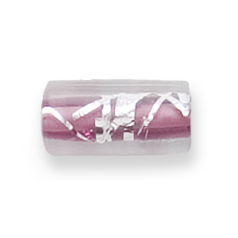 Bead, Preciosa Czech Handmade Lampwork Beads, 16x8mm Tube Silverswirl - Amethyst