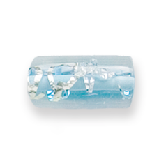 Bead, Preciosa Czech Handmade Lampwork Beads, 16x8mm Tube Silverswirl - Light Aqua