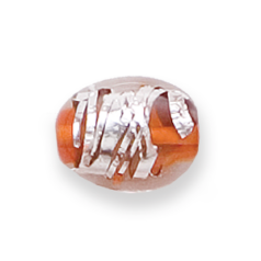 Bead, Preciosa Czech Handmade Lampwork Beads, 15x11mm Flat Oval Silverswirl - Hyacinth