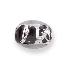 Bead, Preciosa Czech Handmade Lampwork Beads, 15x11mm Flat Oval Silverswirl - Jet Black
