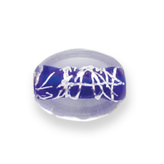 Bead, Preciosa Czech Handmade Lampwork Beads, 15x11mm Flat Oval Silverswirl - Cobalt Blue