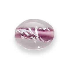 Bead, Preciosa Czech Handmade Lampwork Beads, 15x11mm Flat Oval Silverswirl - Amethyst