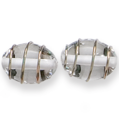 Bead, Preciosa Czech Handmade Lampwork Beads, 14x10mm Oval Goldwire - Crystal