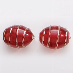Bead, Preciosa Czech Handmade Lampwork Beads, 14x10mm Oval Goldwire - Red