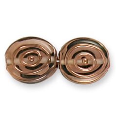 Bead, Preciosa Czech Handmade Lampwork Beads, 16x14mm Flat Oval Goldwire Spiral Dot - Rosaline