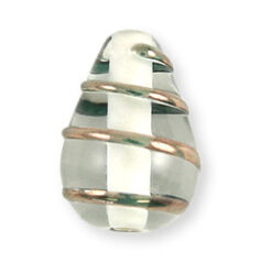 Bead, Preciosa Czech Handmade Lampwork Beads, 15x10mm Drop Goldwire - Crystal