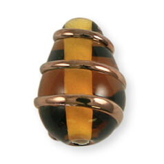 Bead, Preciosa Czech Handmade Lampwork Beads, 15x10mm Drop Goldwire - Topaz