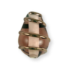 Bead, Preciosa Czech Handmade Lampwork Beads, 13x9mm Drop Goldwire - Rosaline