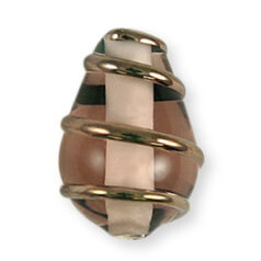 Bead, Preciosa Czech Handmade Lampwork Beads, 15x10mm Drop Goldwire - Rosaline