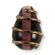 Bead, Preciosa Czech Handmade Lampwork Beads, 15x10mm Drop Goldwire - Amethyst