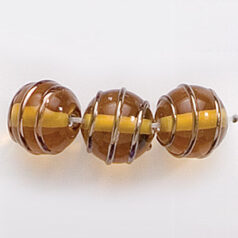 Bead, Preciosa Czech Handmade Lampwork Beads, 10mm Round Goldwire - Topaz