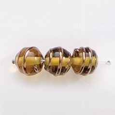 Bead, Preciosa Czech Handmade Lampwork Beads, 8mm Round Goldwire - Topaz