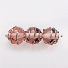 Bead, Preciosa Czech Handmade Lampwork Beads, 8mm Round Goldwire - Rosaline