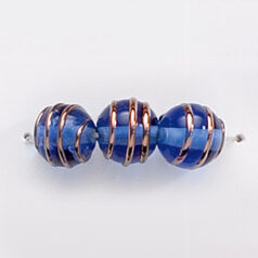 Bead, Preciosa Czech Handmade Lampwork Beads, 8mm Round Goldwire - Sapphire